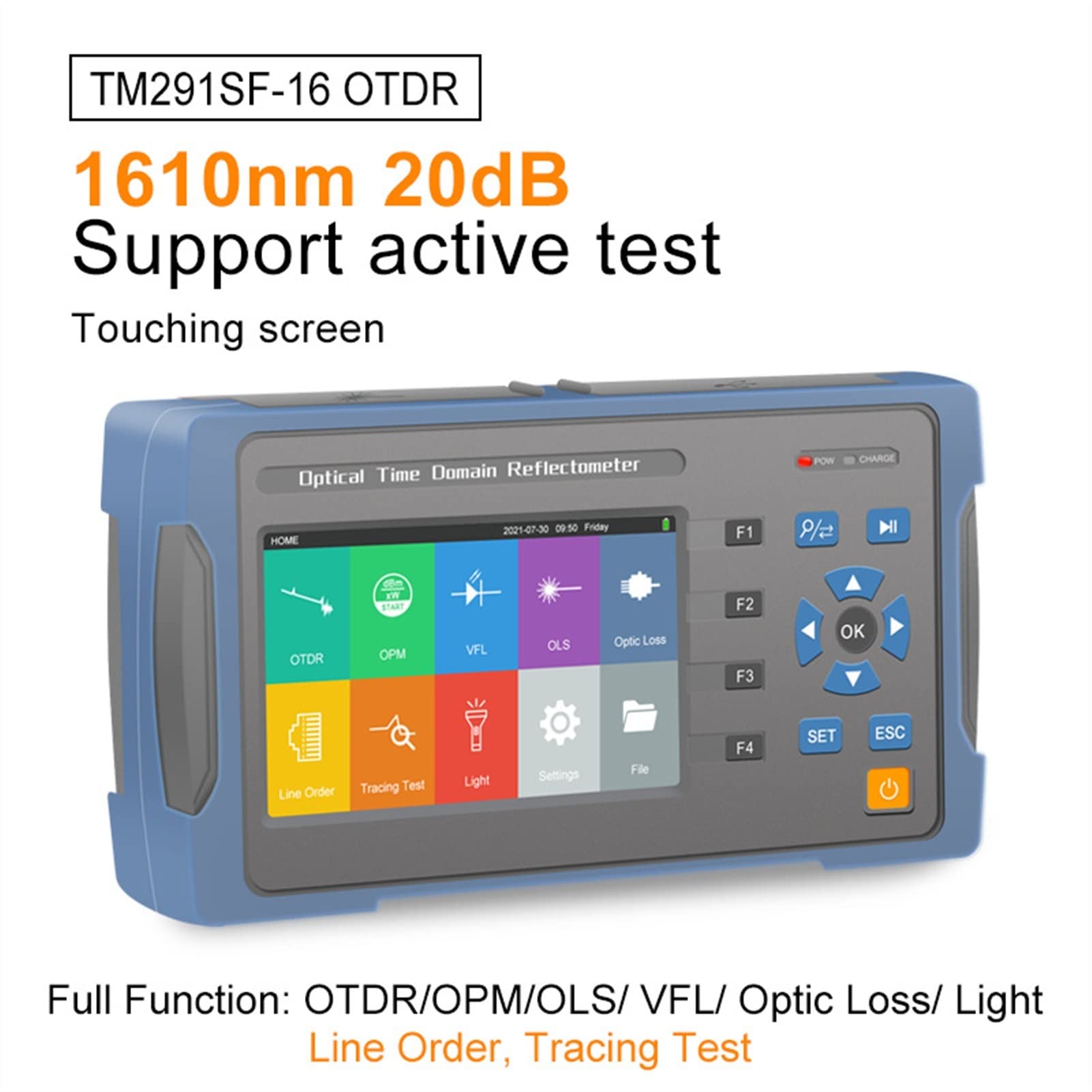Tester kabli sieciowych, 1610nm. OTDR. Refleksometr domeny czasu optycznego z funkcją sekwencji linii śledzenia Wersja angielska Tester światłowodowy