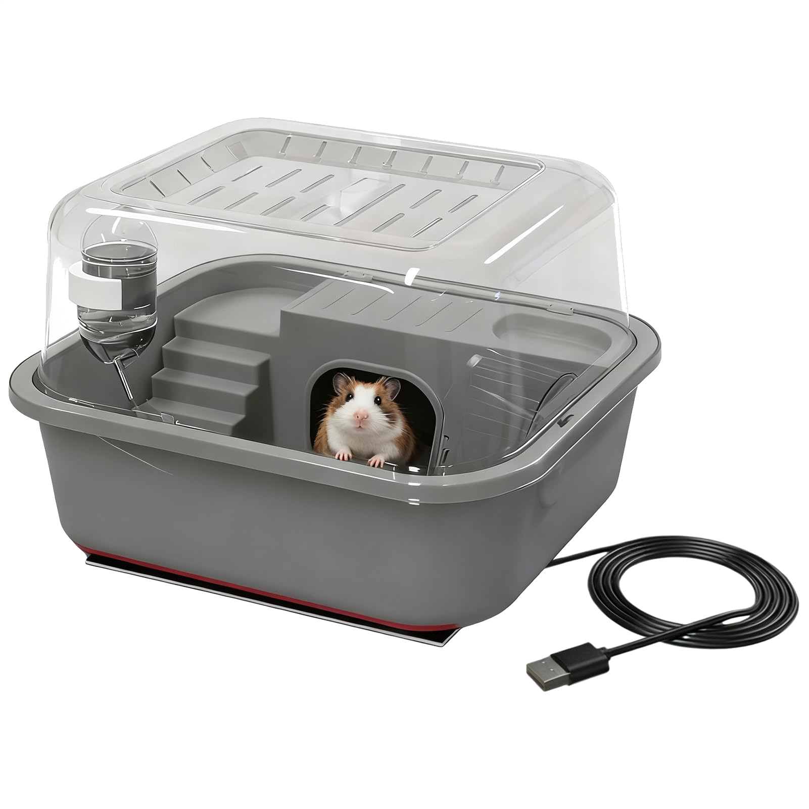 Cage pour hamster avec roue de course silencieuse et chauffage USB pour gerbille