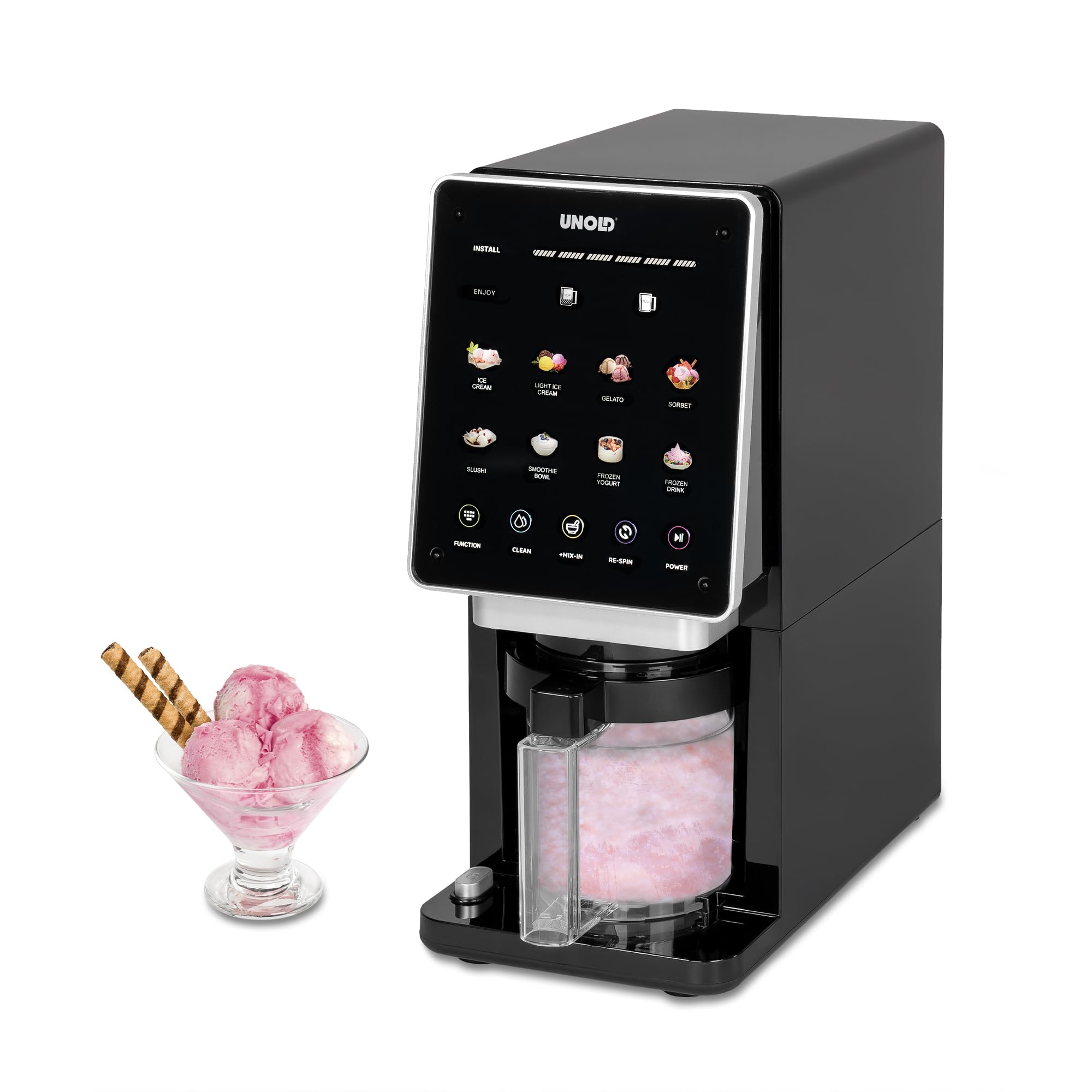 Unold Eismaschine Cream Dream 48805, 3x 500 ml Behälter, 8 Programme, Touchscreen, für Eiscreme, Gelato, Sorbet & Frozen Drinks, entnehmbares Messer