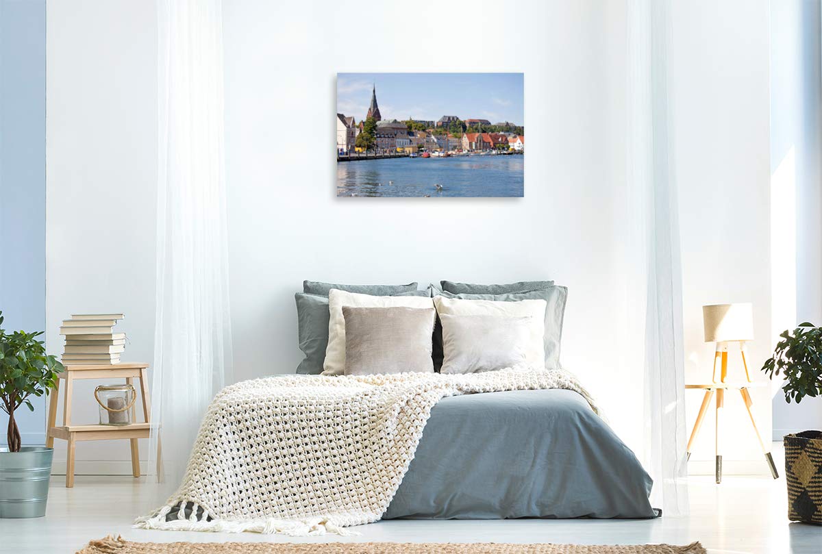 Premium Textil-Leinwand 90 x 60 cm Quer-Format Flensburg und die Schlei | Wandbild, HD-Bild auf Keilrahmen, Fertigbild auf hochwertigem Vlies, Leinwanddruck von Peter Schickert