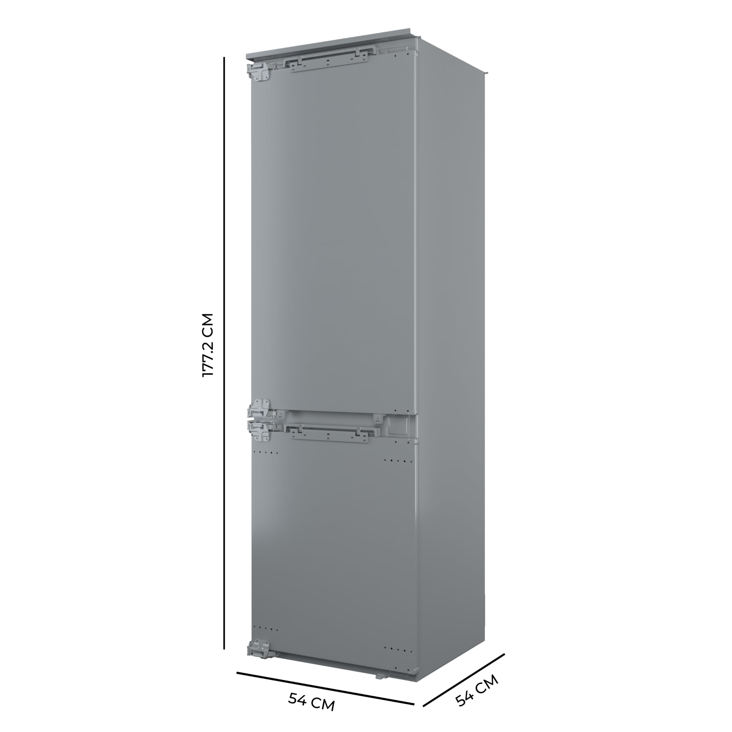 Cecotec Frigorifero Combinato da Incasso Bolero CoolMarket Combi BI-D MC 232 GREY E. 177x54 cm, 232 L, Metal Cooling, Interno Grigio Premium, Classe E, Fast Cooling, Fast Freezing, Efficienza Totale