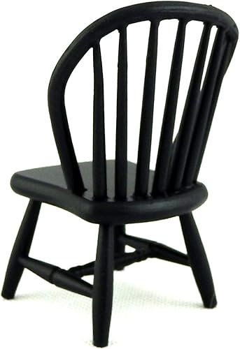 Miniatura 3 de Melody Jane Dolls Houses Silla lateral negra Windsor Muebles de comedor de cocina en miniatura