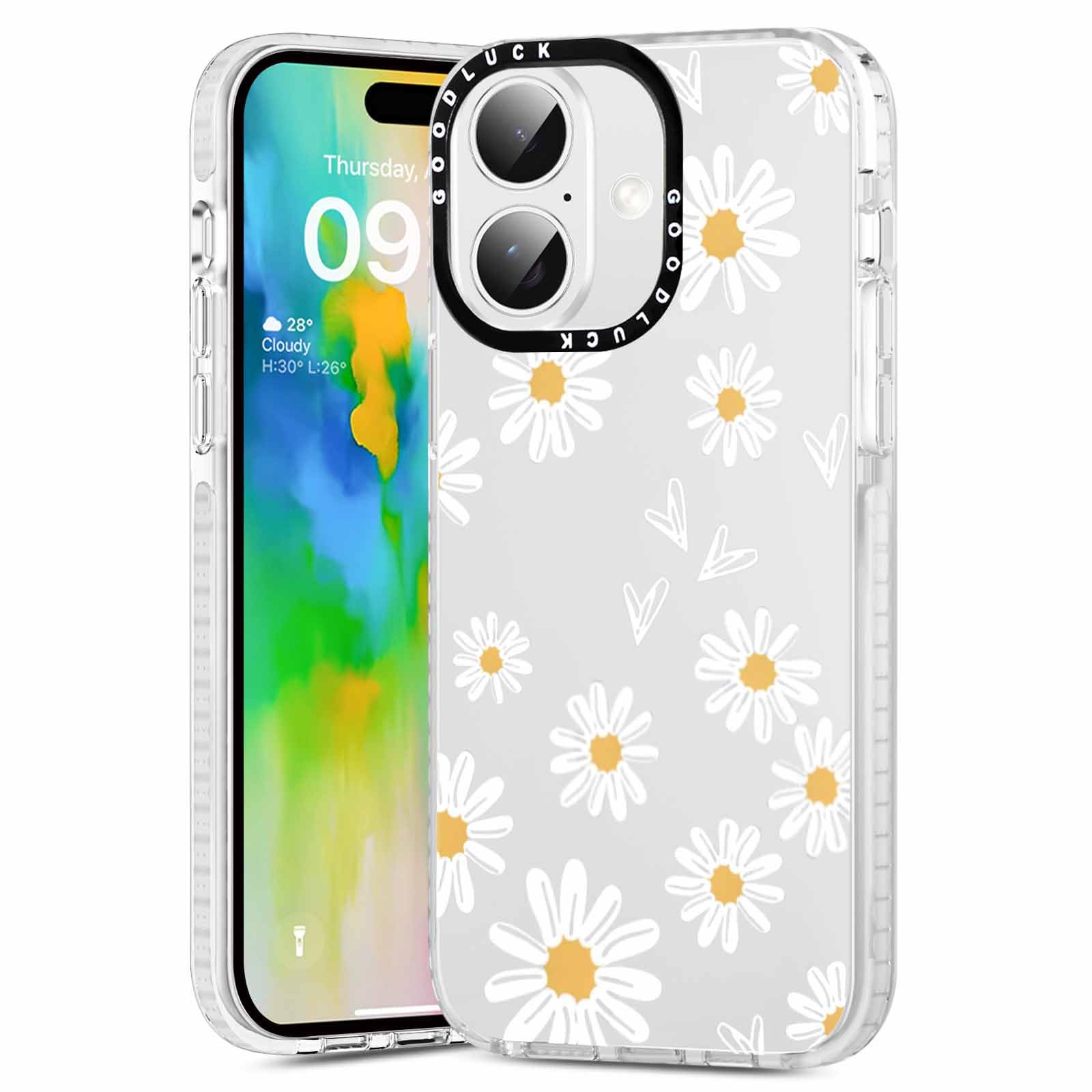 Custodia IPhone 16 ChoosEU Fiori Colorati | Cover Morbida In TPU Trasparente Con Angoli Air Cushion | Protezione Antigraffio E Antiurto - Blu E Rosa