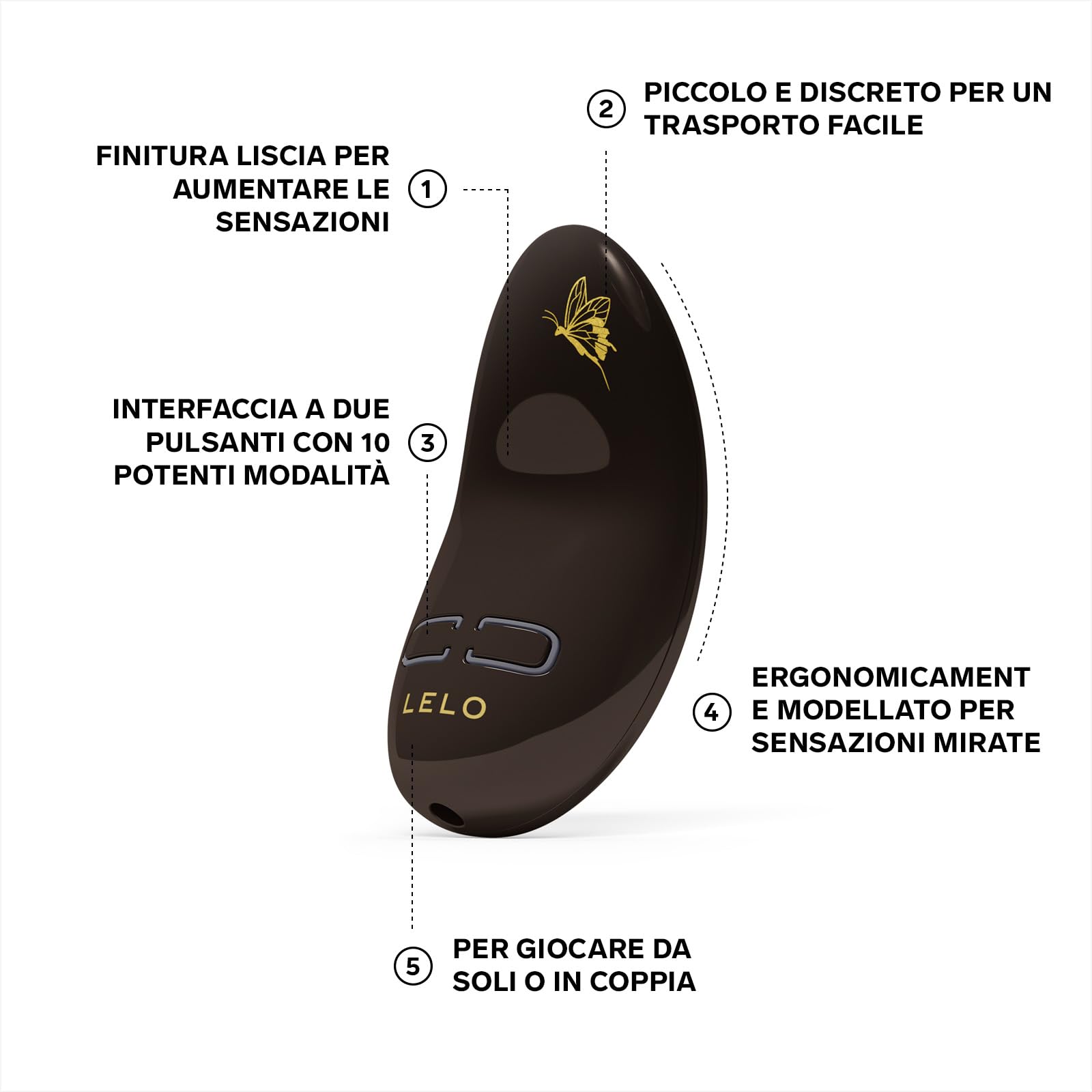LELO NEA 3 Piccolo Massaggiatore Femminile Stimolatore Clitorideo Vibratore Donna Mini Vibratore Vibratori a Proiettile per Donne con 10 Modalità di Piacere e Intensità Variabile, Pitch Nero