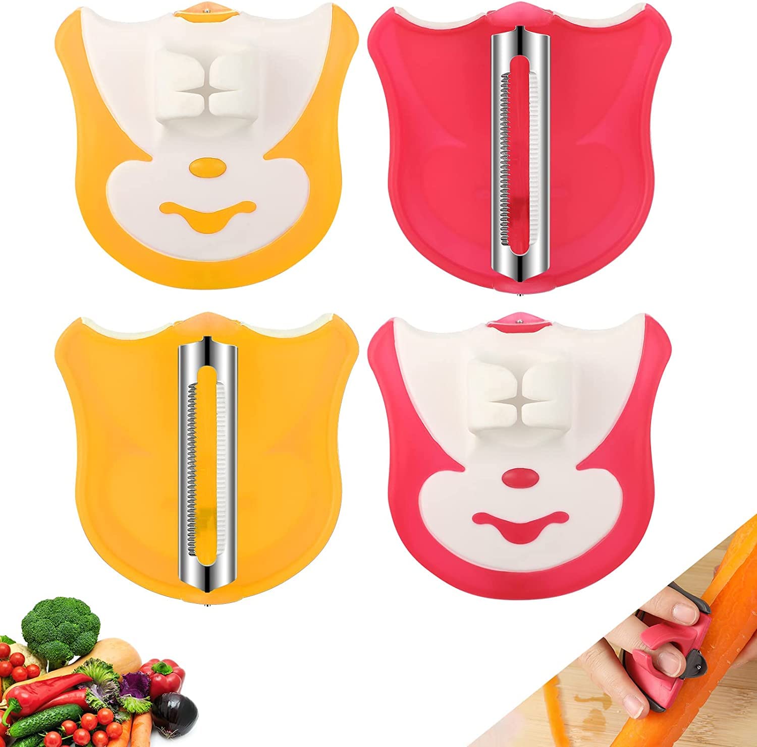 SYOSIVegetable Fruit Peeler, Hand Palm Finger Peeler, with Comfortable Grip to Peel Potato Pumpkin Carrot, in Random Color, 4 Pieces
