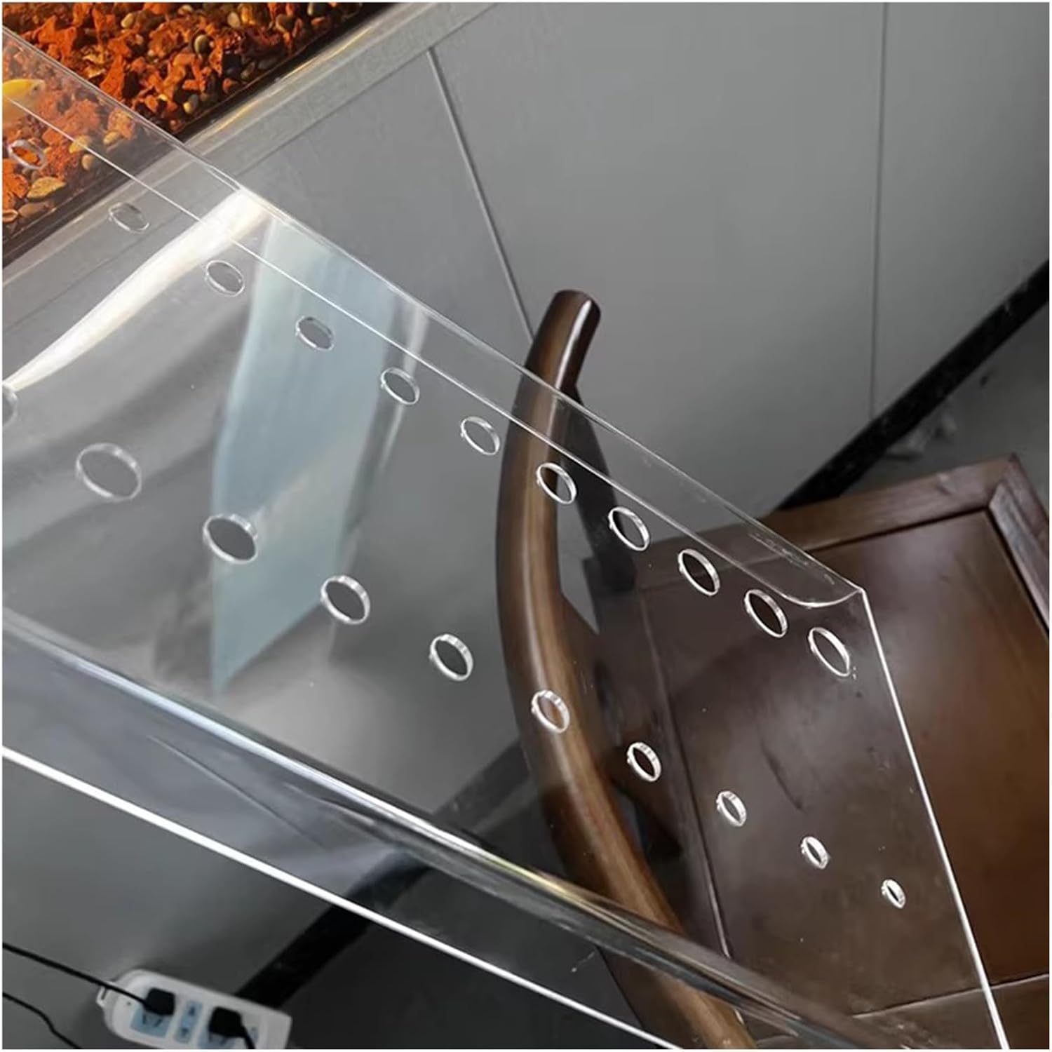 Square Anti-Fish Jump Lid with Hole, Clear Acrylic Aquarium Top Cover, Frameless Cat Proof Terrarium Hood, 8 12 14 16 18 20 inch Customizable(L120xW40cm/47.2x15.7in)