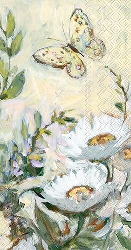 Miniatura 1 de Boston International IHR Servilletas de papel de 3 capas, 16 unidades, tamaño de invitada, flor de margarita