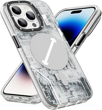 حافظة YOUNGKIT iPhone 14 Pro Max، حماية عسكرية مقاومة للصدمات [سلسلة التكنولوجيا] غطاء خلفي صلب شفاف غير لامع لهاتف iPhone 14 Pro Max - أبيض
