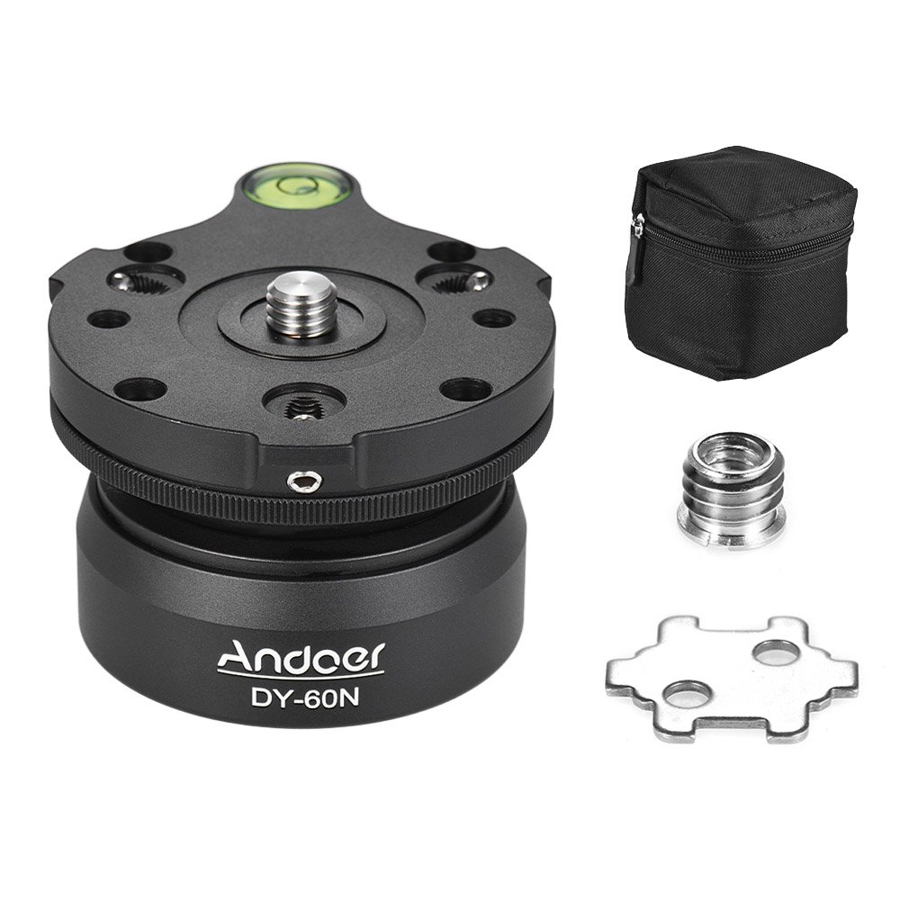 Andoer Base di livellamento per treppiede con livella a bolla offset, livellatore per treppiede per dslr