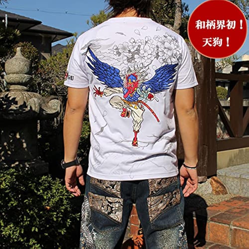 Amazon | 和柄tシャツ メンズ 和柄刺繍半袖Tシャツ【T211-6