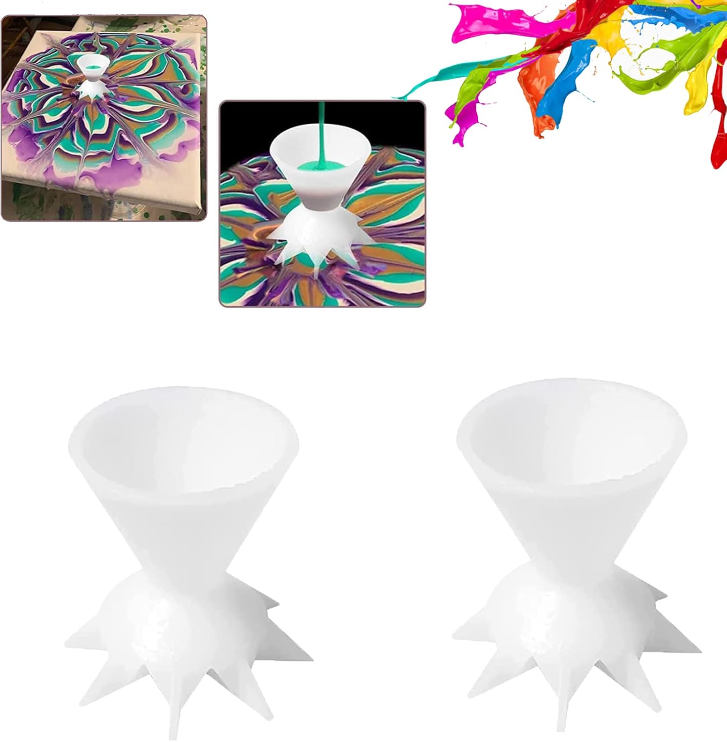 2Pcs Paint Pouring Split Cup Flower Pour Mini Funnel, Acrylic Paint Pouring Supplies