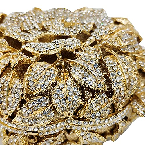 Image of Boutique De FGG Mini Round Flower Crystal Clutch Purses for Women,Formal Evening Bags,Rose Wedding Clutch Bag Party Handbags