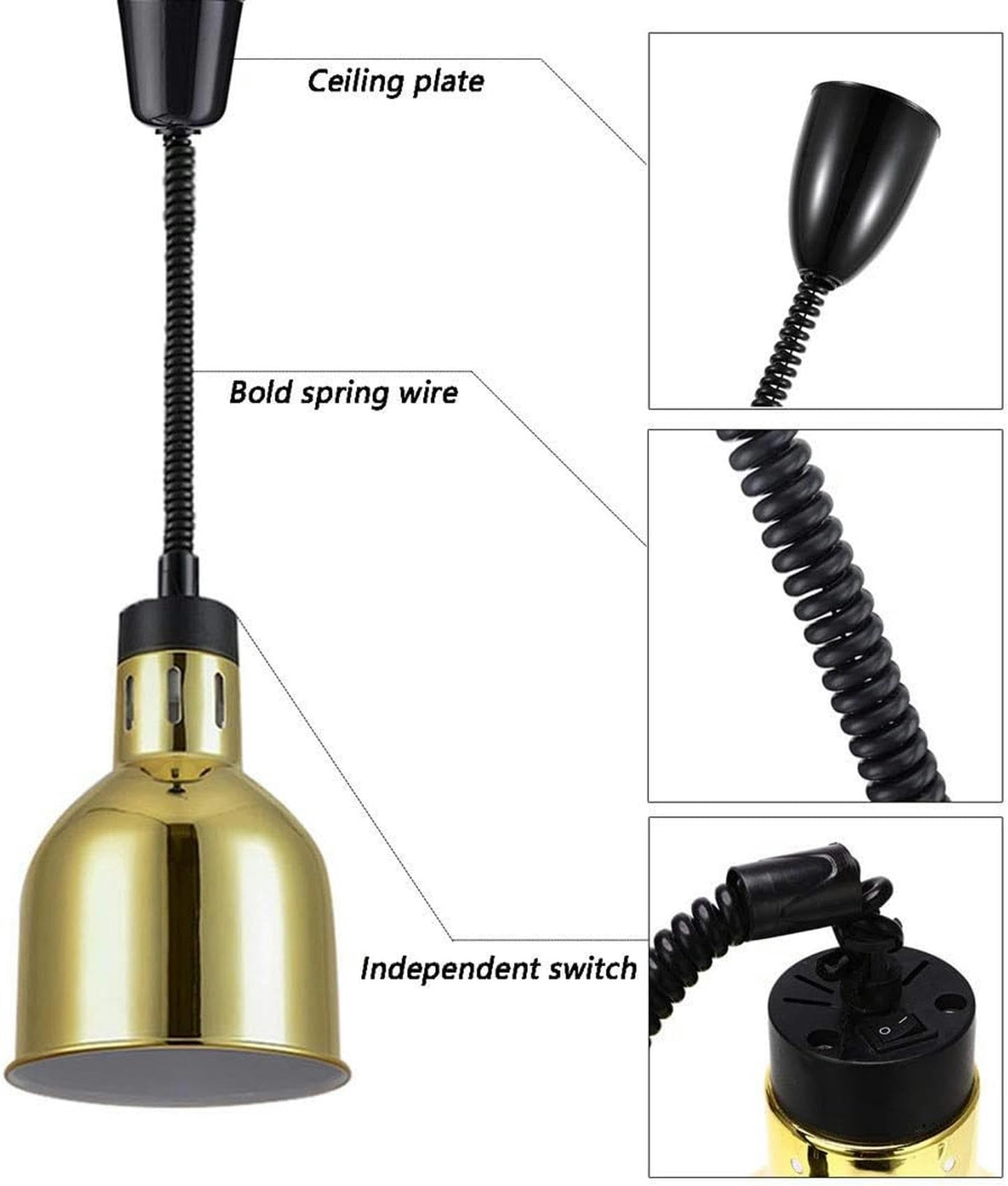 Lampa Grzewcza Do Żywności, Lampa Grzewcza Do Żywności, Podgrzewacz Do Jedzenia Na Przyjęcia W Formie Bufetu, Profesjonalne Lampy Grzewcze Z Żarówkami 250 W, Dł,