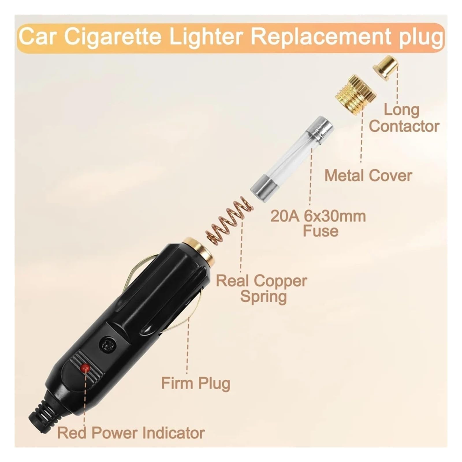 XT60 to Cigarette Lighter - Cable adaptador de 12 V 24 V para estación de alimentación (1 m)