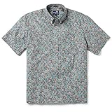 Button-Down-Kragen Reyn Spooner Hawaii-Aloha-Hemd für Herren mit Knopfleiste, Wildblumen-Koralle, XL