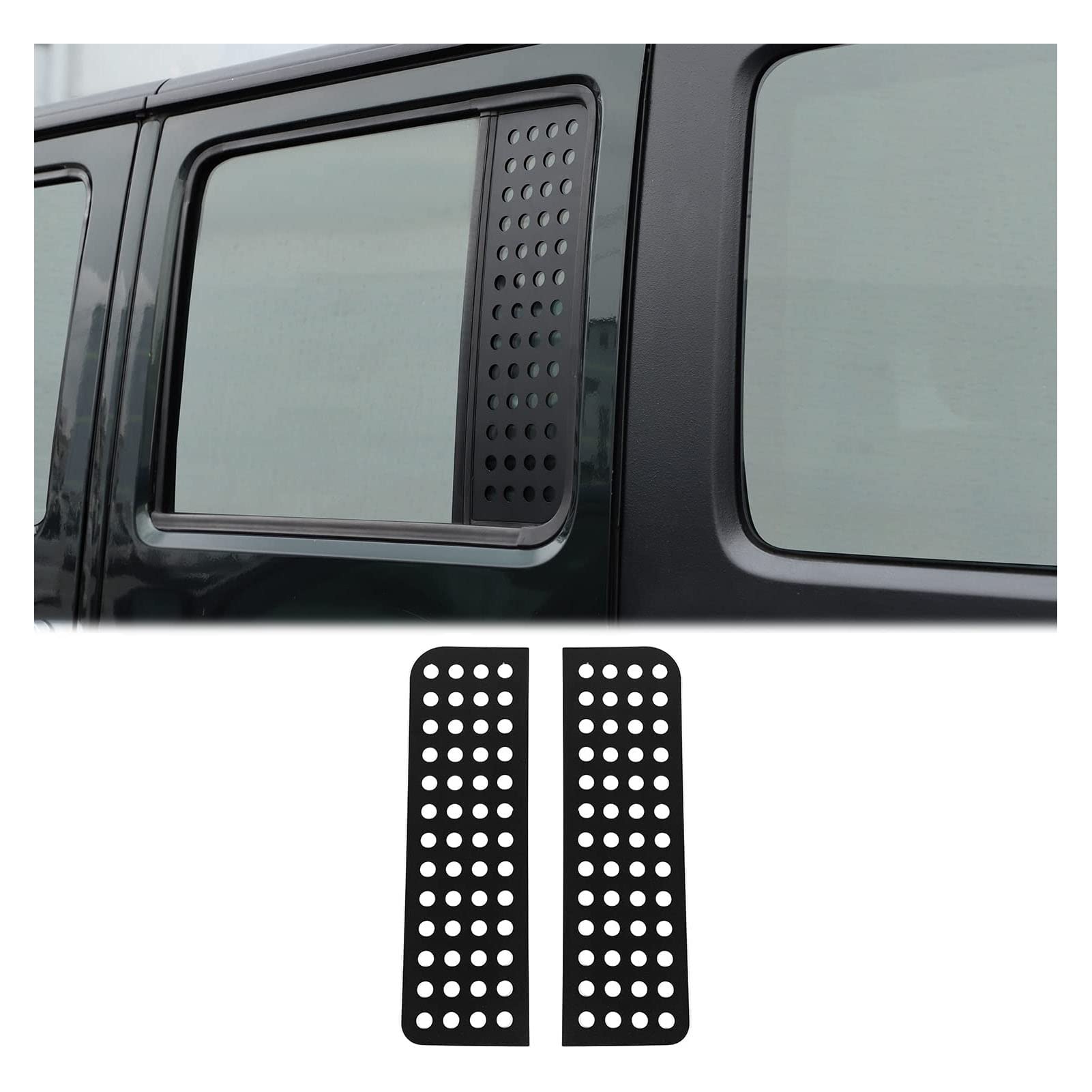 Autocollants de Fenêtre de Porte Arrière, 2 Autocollants de Fenêtre de Porte Arrière en Alliage D'aluminium pour Panneau de Verre en Alliage D'aluminium pour JK