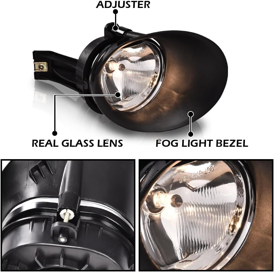 GRAND ORANGE 4PCS Headlights + Fog Lights Assembly Fit Dodge Ram 1500 2002-2005 Fit Dodge Ram 2500 3500 2003-2005 55077121AF, 55077120AF, 55077475AE Clear Lens Chrome Housing Amber Reflector