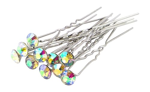 Miniatura 8 de Paquete de 12 horquillas de cristal con diamantes de imitación, accesorio para novia, fiesta de novia, niña de las flores (cristal)