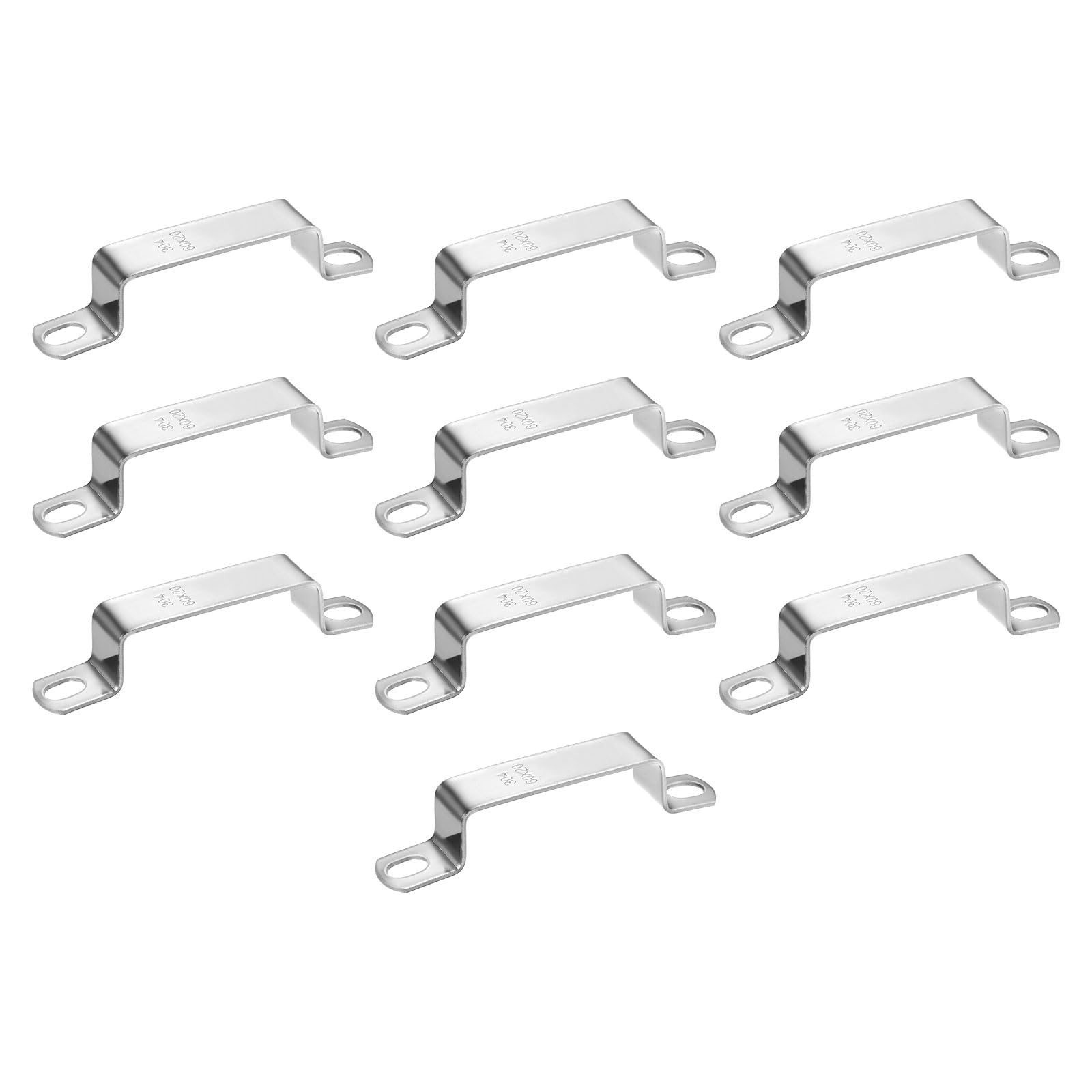 M METERXITY 10-Pack U Shaped Connector Bracket, 60x20mm 304 Stainless Steel Square Pipe Clamp for Door Closed Bar Holder Strut Channel/Fixing Tools/Pipe, Strap Clamp for Rectangular Tube