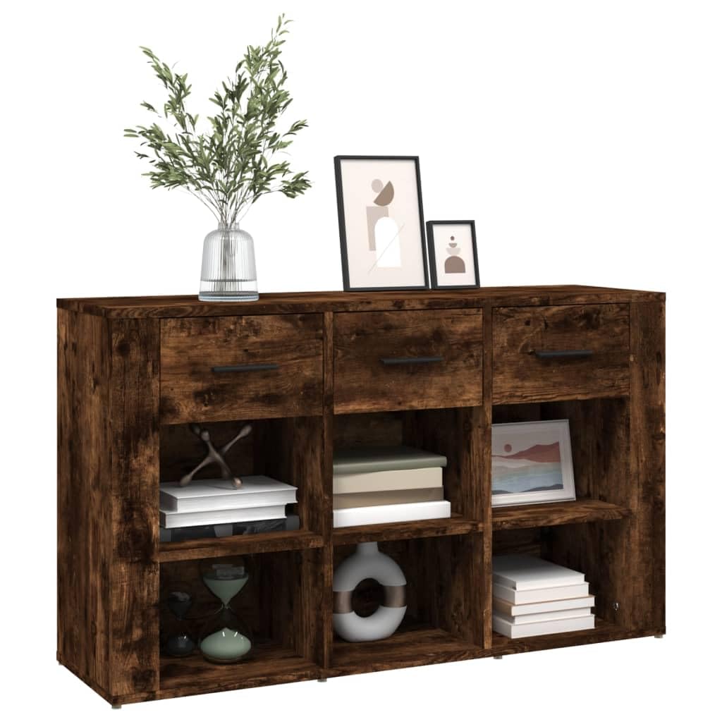 Kredens dąb wędzony 100 x 30 x 59,5 cm, materiał drewnopochodny, wytrzymała szafka z dużą ilością miejsca do przechowywania, uniwersalny mebel do salonu, kuchni, przedpokoju