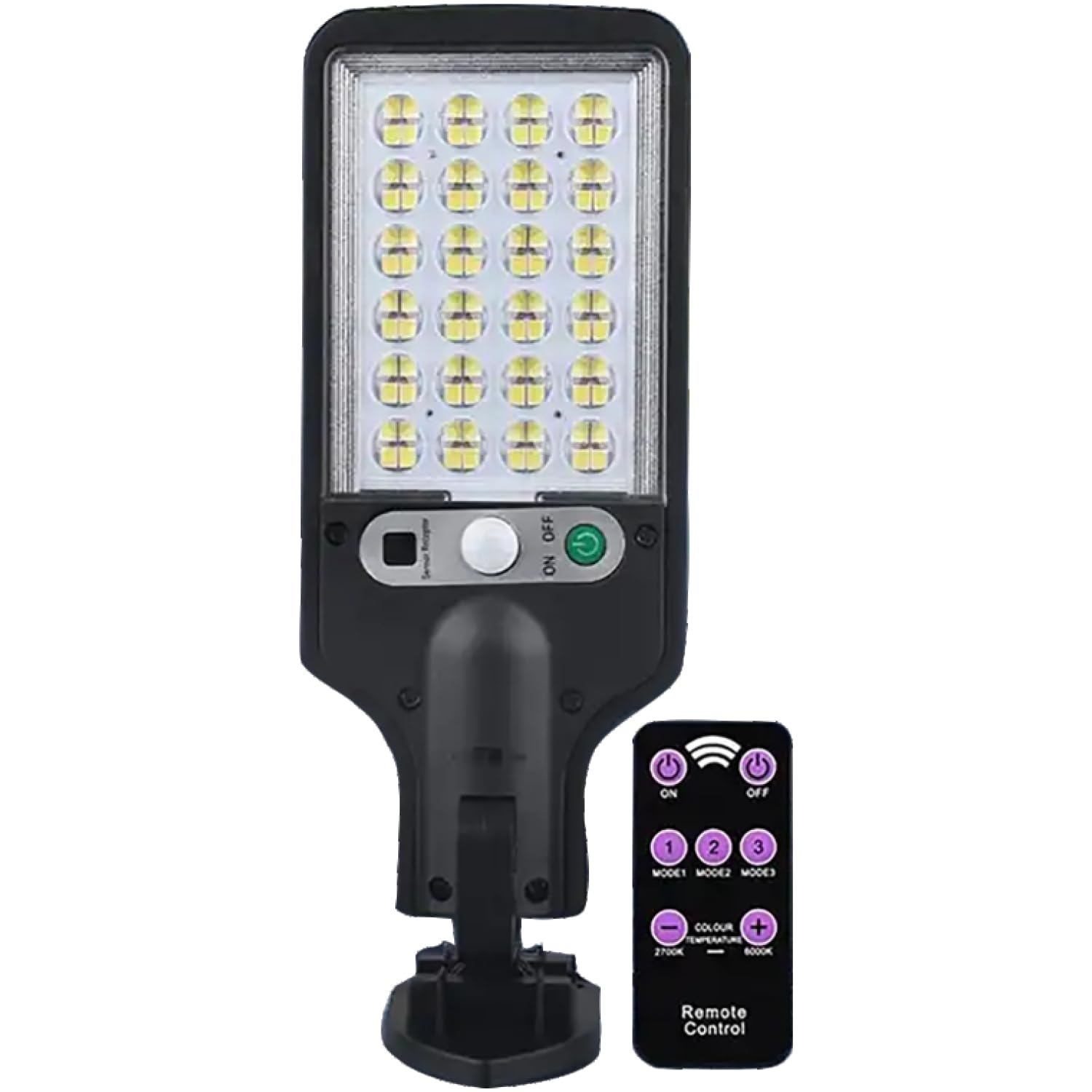 GIGAWATTS GW-608 Solar Street Light with 1200mAh Battery Li-ion 5.5V Panel & Remote 96SMD 3 Modes IP44 Rated BIS Approved Security Motion Sensor Outdoor Lamp for Lawn Pathway (1Pc, White)