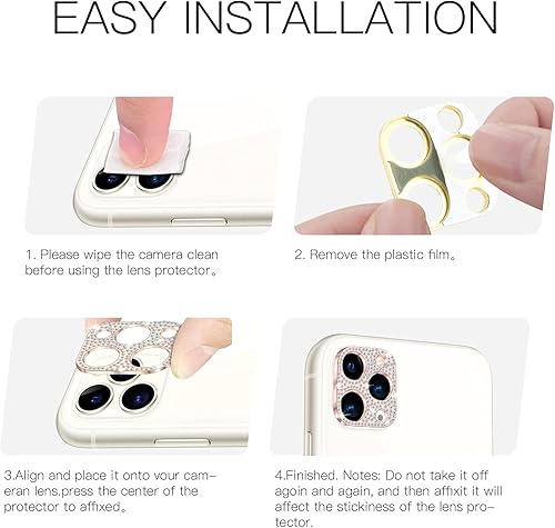 Miniatura 3 de Paquete de 2 protectores de lente de cámara con diamantes de cristal brillante para iPhone 11  iPhone 12 Mini, aleación de metal resistente a los
