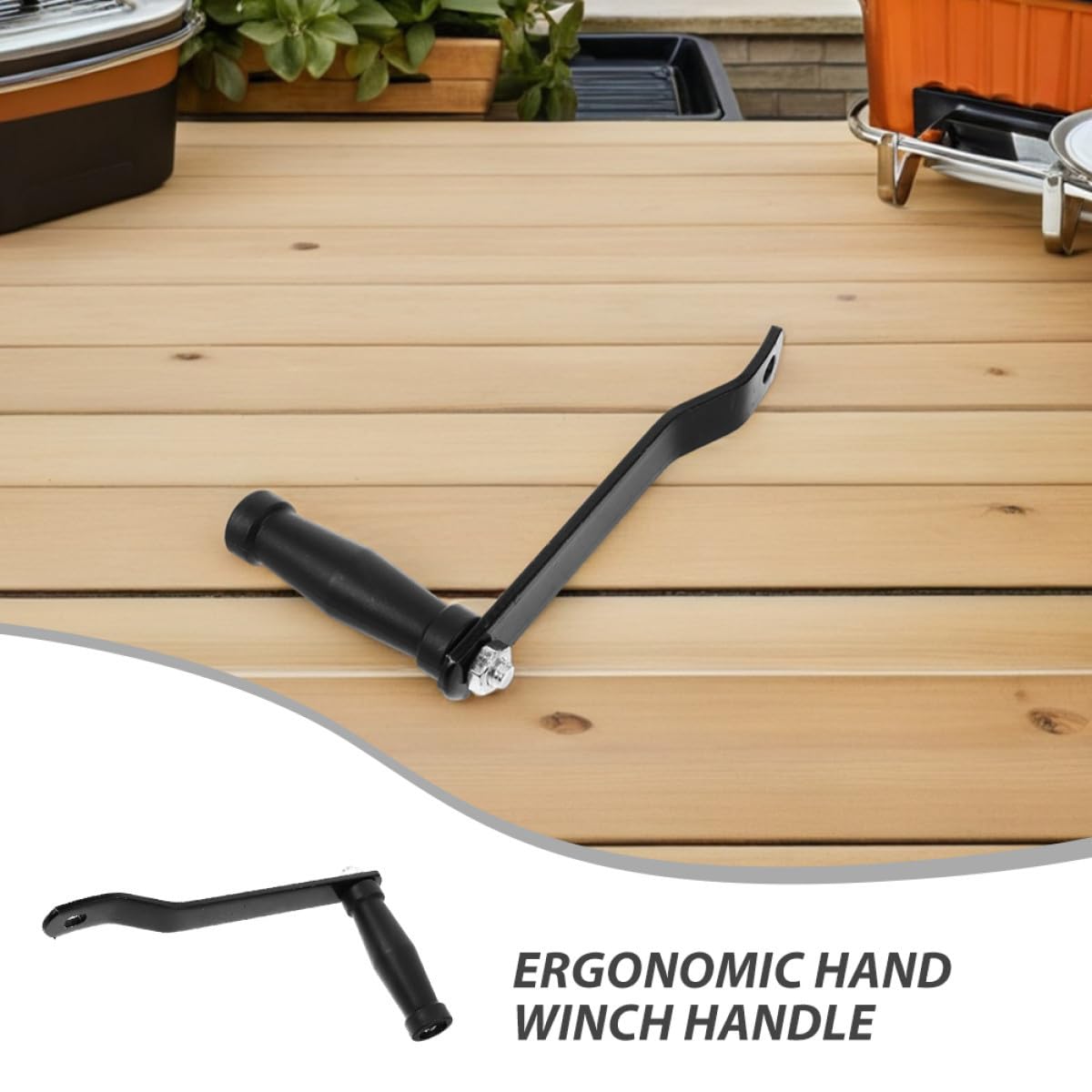 Yardenfun Lot de 2 Manivelles de Treuil Manuel en Fer Galvanisé, Poignée Ergonomique Noire pour Remorque Bateau, Treuil Manuel de Remplacement, Accessoires de Levage et Remorquage Marine