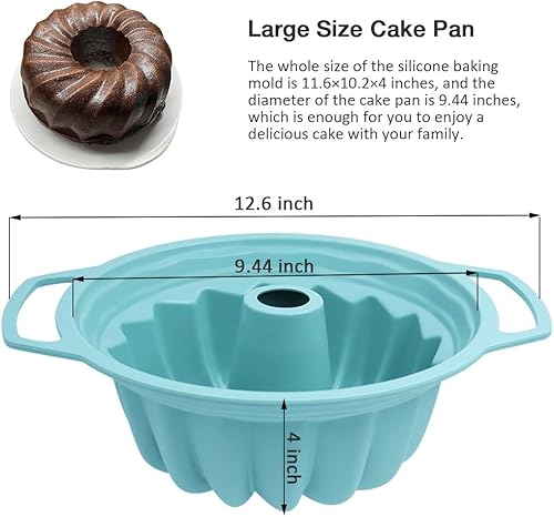 Miniatura 2 de Molde de silicona de gran tamaño con asa, molde de silicona para hornear estriado, molde de silicona para hornear fácil de limpiar, ideal para