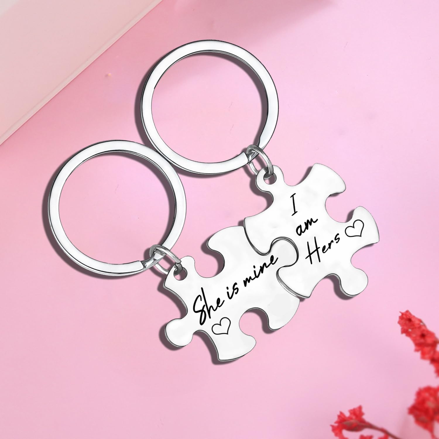 2 Pcs Lesbian Couples Keychain Set Anniversary Valentine's Day Gift For Lesbian Girlfriend Keychain For LGBT Birthday Gift