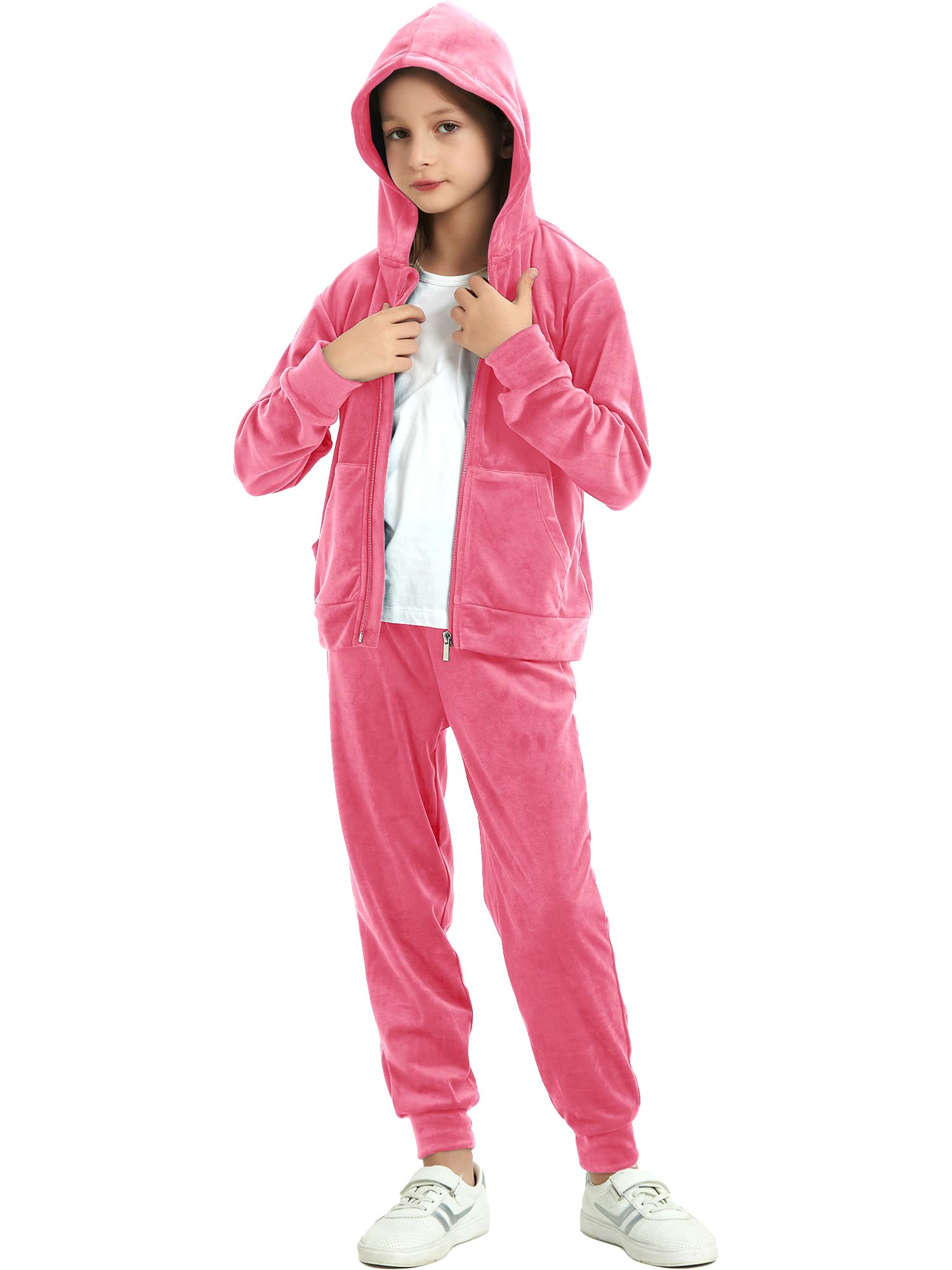 MessBebe Trainingsanzug Sportanzug Jogginganzug Mädchen Sweatsuits Set Velour 2-teilige Outfits Zip Up Hoodies und Hosen Sportswear Jogging Set