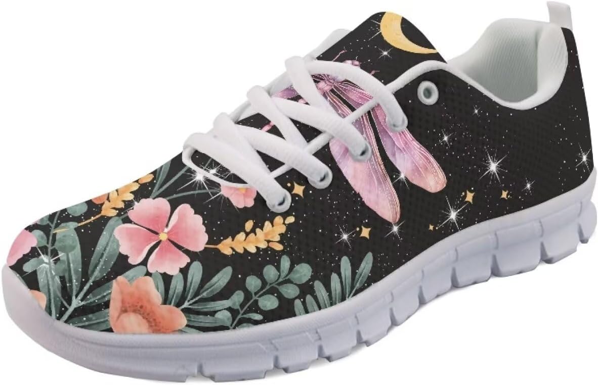 AmzPrint Running Tennis Shoes for Women White Sole Tennis Shoes for Women Gym Fitness Athletic Shoes Size 5.5-13.5 Us