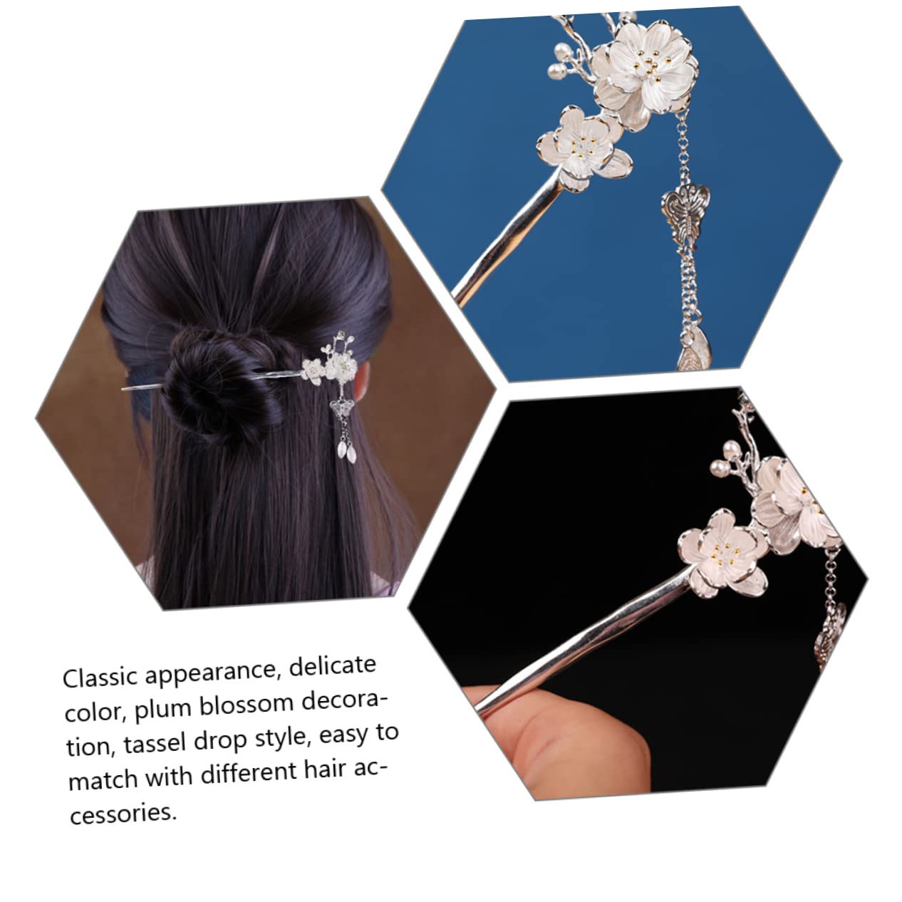Housoutil 3stücke Haarnadel Pflaumenblüte Und Quaste Für Chinesische Haarforke Retro Haaraccessoire Für Hochsteckfrisuren Und Stylings Für Zu Besonderen Anlässen