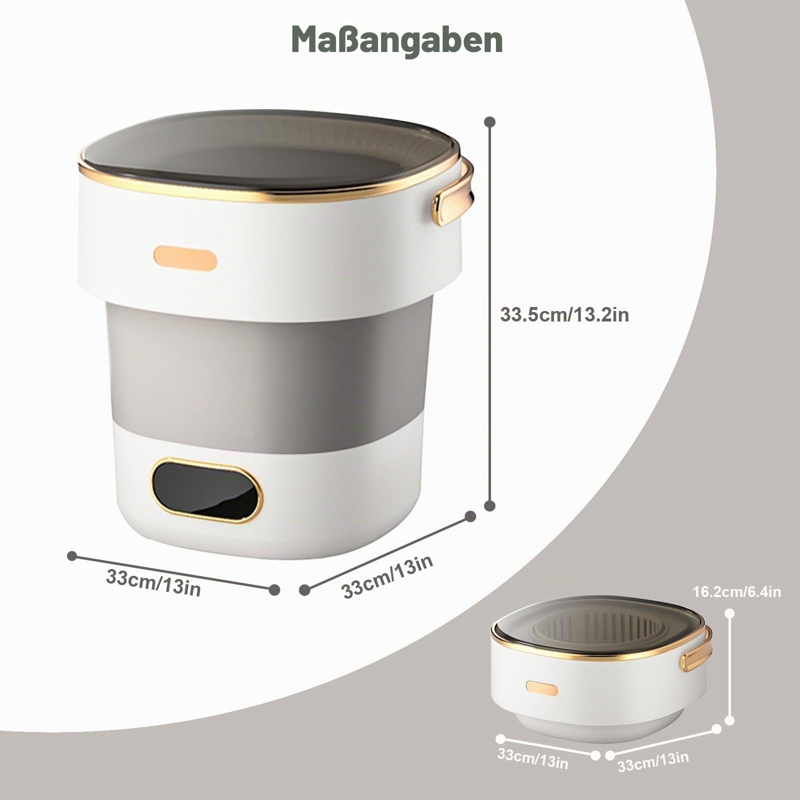 Faltbare Waschmaschine Mit Schleuder, 15L Vollautomatische Waschmaschine Mit 3 Reinigungsmodi, Tourenwagen Camping Mobile Waschmaschine für Socken Unterwäsche Babykleidung,Grau