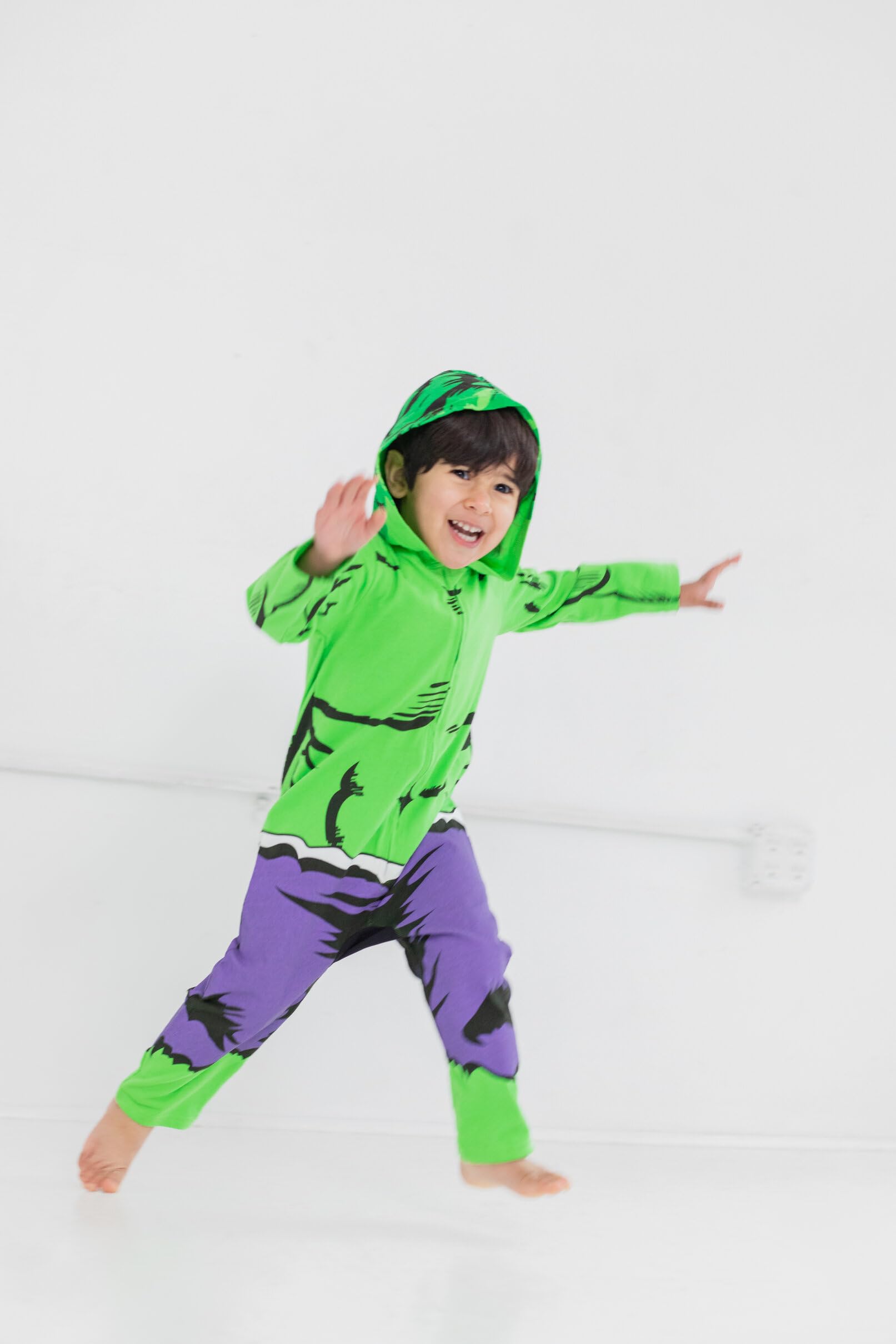 Marvel Avengers Hulk Toddler Boys Zip Up Cosplay Coverall 4T