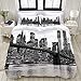 ALLMILL Set Biancheria da Letto,Tramonto del Ponte di Brooklyn con la Città Famosa Americana di Manhattan New York City,Copripiumino Matrimoniale 200 X 200 cm e 2 Federe 50 x 80 cm,Microfibra