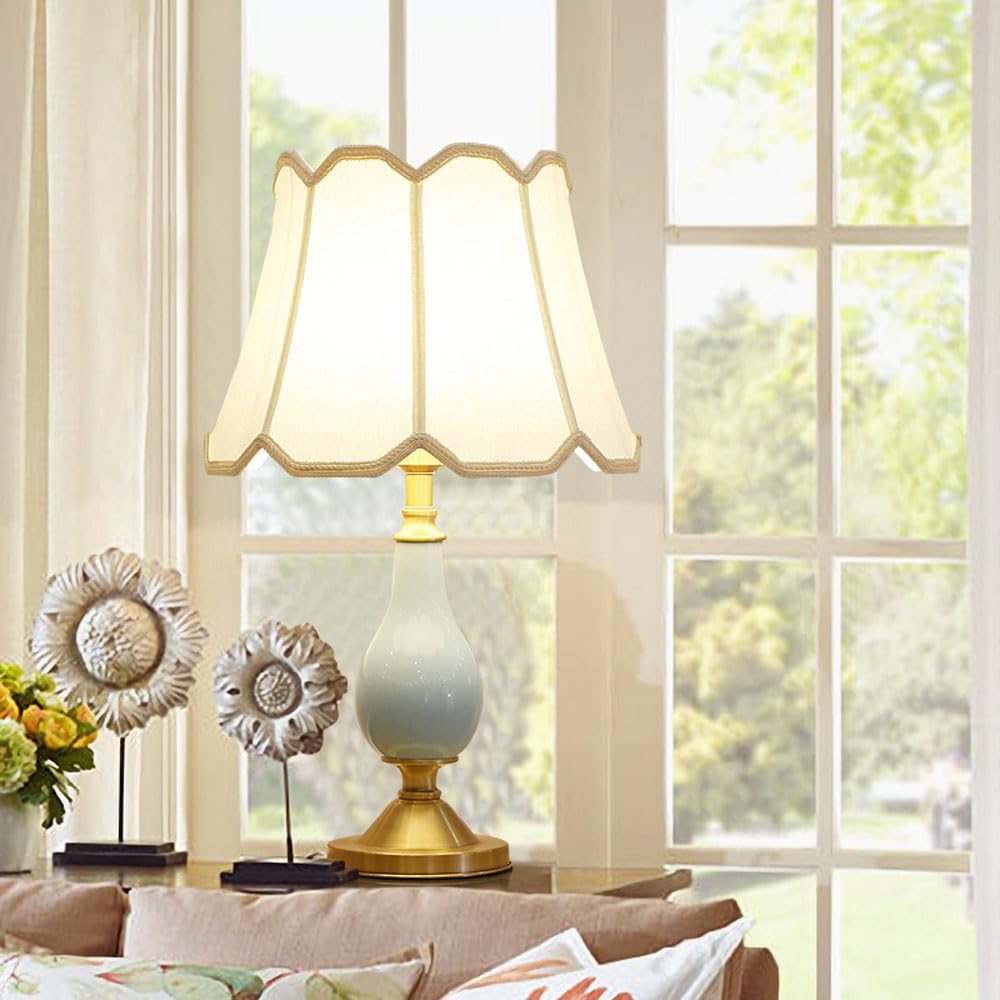 SGKOMN 23.6" Ceramic Table Lamp Classic Cottage Bedside Desk Nightstand Lamp For Bedroom Living Room Office College Bookcase,Bulb Not Included-B