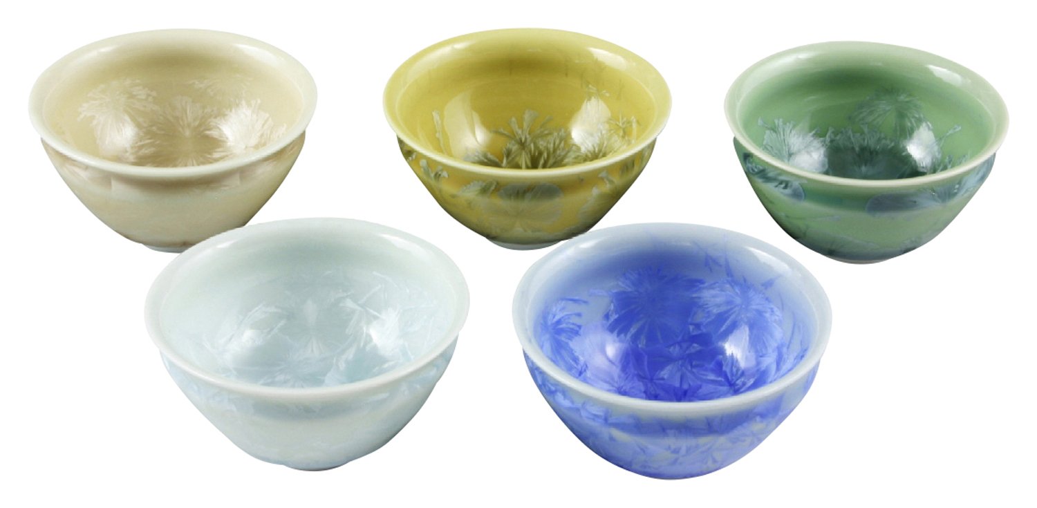 Amazon.co.jp: 京焼 清水焼 陶あん窯 ぐい呑 5個揃 花結晶