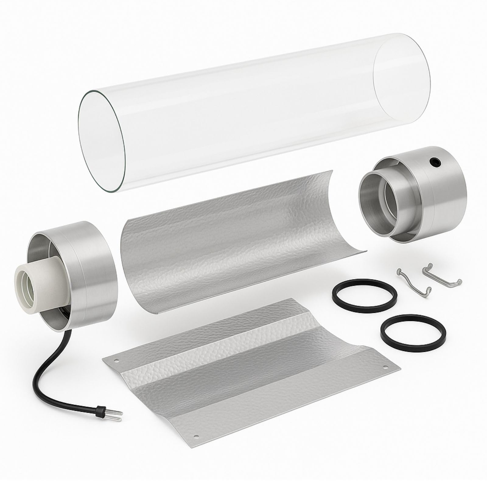 Weedness Cooltube Reflektor Grow 150 mm Flansch 59 cm lang - Lampe Beleuchtung NDL & MHL E40 Fassung Lampen Glas 600w Pflanzen