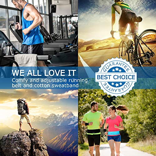 Running Belt Waist Pack with Sports Wristband,Reflective Zippered Runner Pocket Pouch Fanny Pack Adjustable Running Waistband with Key Clip for Fitness Walking Cycling, iPhone 11/X,Galaxy S10 (Black)