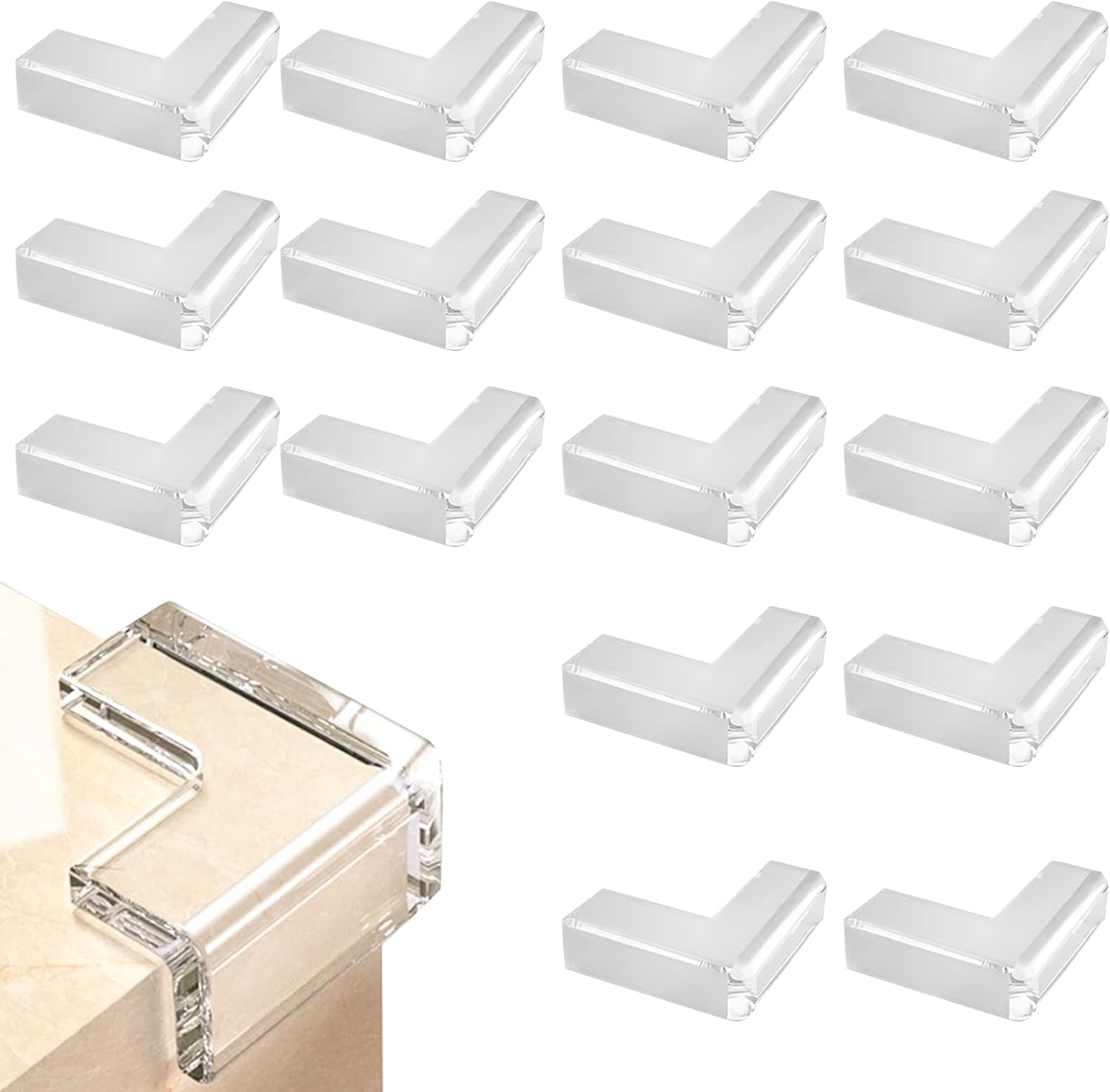 Protector Esquinas Bebé 16 PCS, Fhlbestyu Esquineros Protectores Bebe para Mesas y Muebles, Protector de Muebles Transparente Fuerte Adhesión Protectores de Esquinas