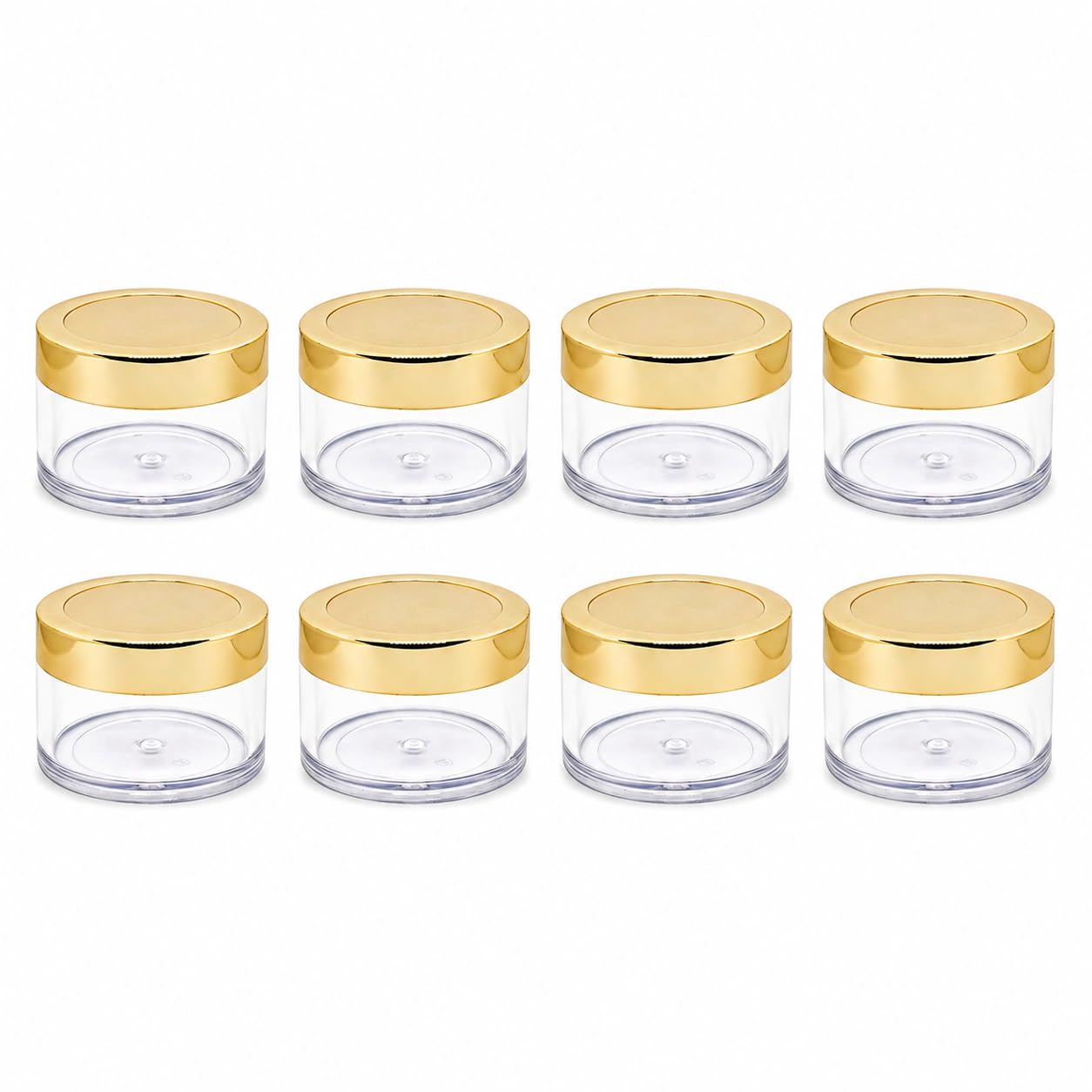 MYOC Empty Transparent Acrylic San Jars with Golden Cap & Inner Lid for Lip Balm, Lip Scrub, Cream, Pigment/Tint, Leakproof Cosmetic Jar for Makeup & DIY Beauty Product -15gm (Pack of 8)-image-25