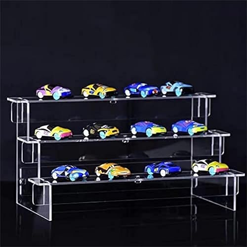 Miniatura 5 de Estante rectangular de exhibición de acrílico de 3 niveles, estante transparente de escritorio de 7.28 pulgadas, cupcakes, perfume, muñecas de