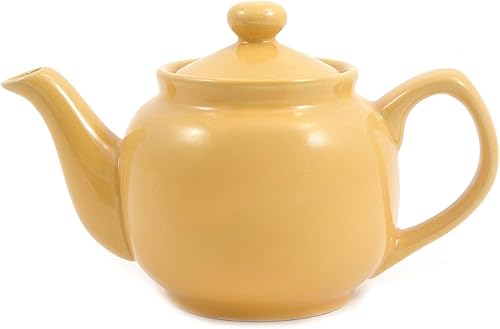 Tetera clásica de cerámica amarilla de 2 tazas