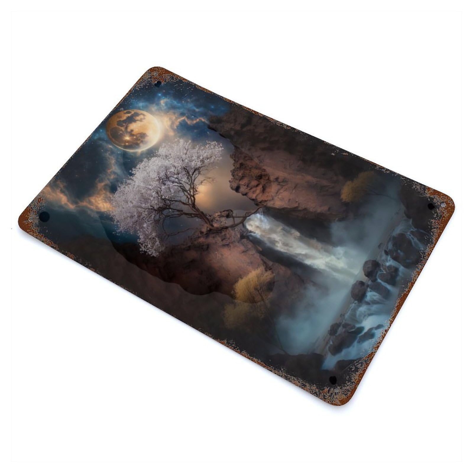 Mystic Waterfall 11.8"x7.9" Decorative Tin Sign, Classic Wall Plaque for Cafe, Home Bar And Lounge Decor