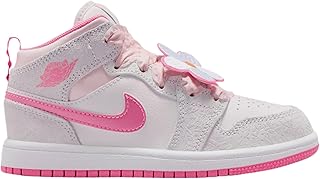 Air Jordan 1 Mid SE Preschool Lifestyle Shoes (Vast Grey/Sail/Pink Bloom/Pink Glow)