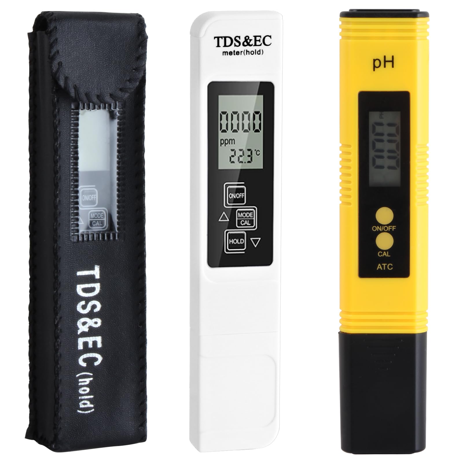 PH Messgerät, PH TDS EC und Temperatur 4 in 1 Set, Wasserqualität Tester mit hoher Genauigkeit, Pool Tester mit LCD-Display, Leitfähigkeitsmesser für Schwimmbad, Trinkwasser, Aquarium