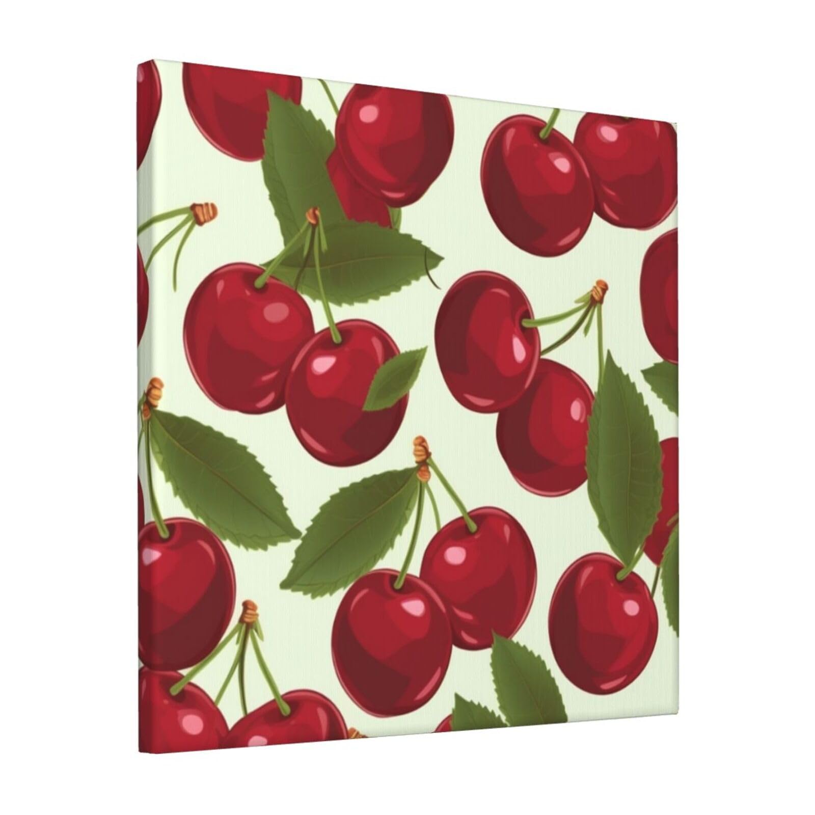 KLOPH Cherry fruit Canvas Wall Art for Living Room 12"x12" Modern Artwork Painting for Bathroom Hanging Canvas Prints Aesthetic Wallart for Bedroom Kitchen Office Wall Decor