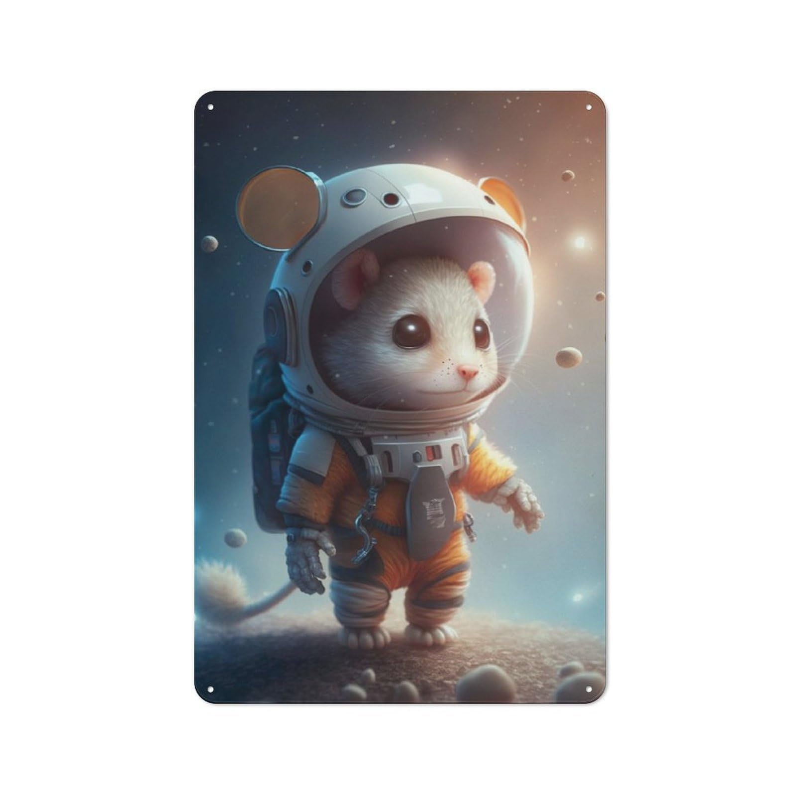 Junmoney Astronaut Space Mouse Retro-Style Tin Sign 30X20cm For Living Room Or Hallway, For Home Wall Decor Collectors Refreshing A Room In Autumn