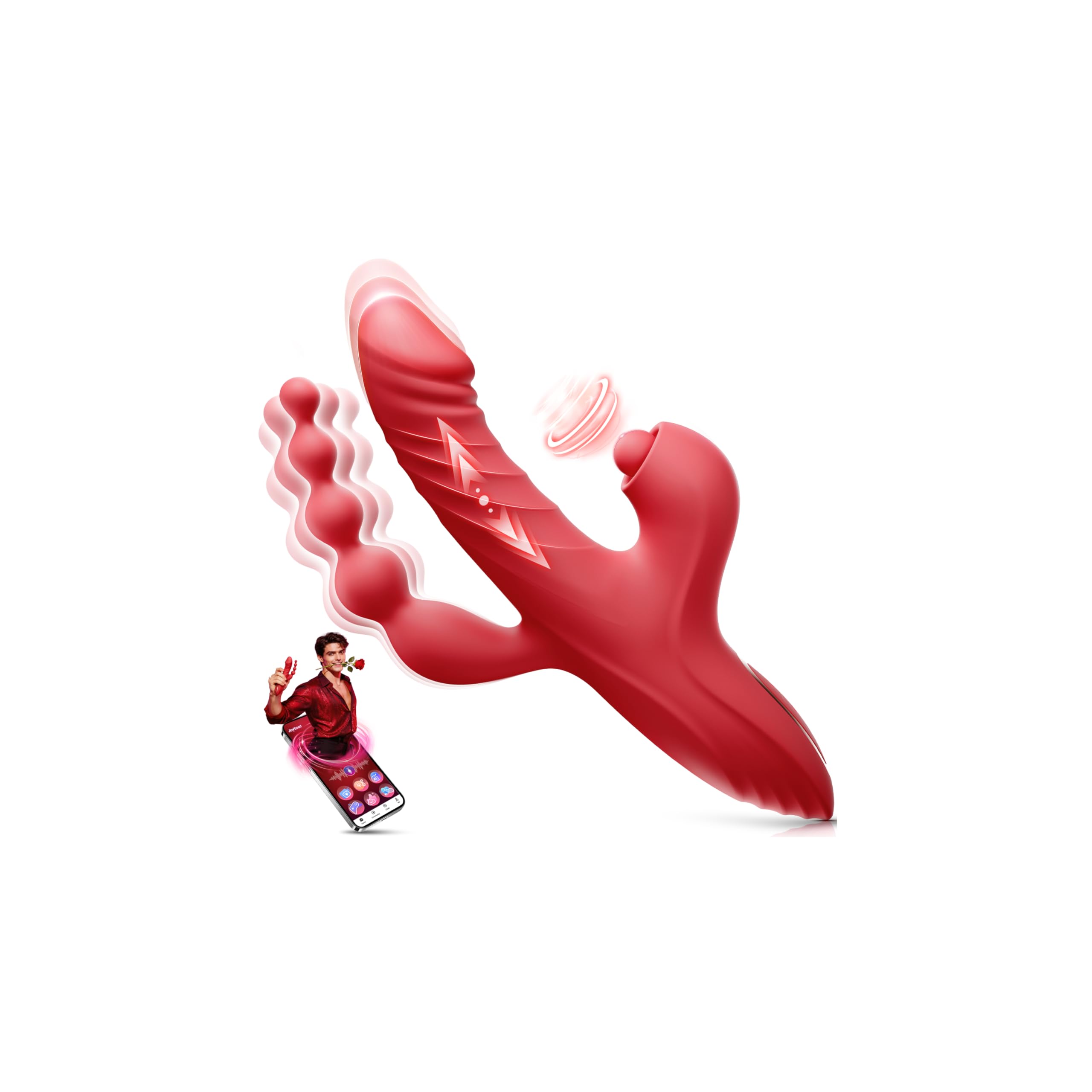 Toendi Anal Beads Vibrator Sex Toys, Thrusting Vibrator Adult Toy for Women