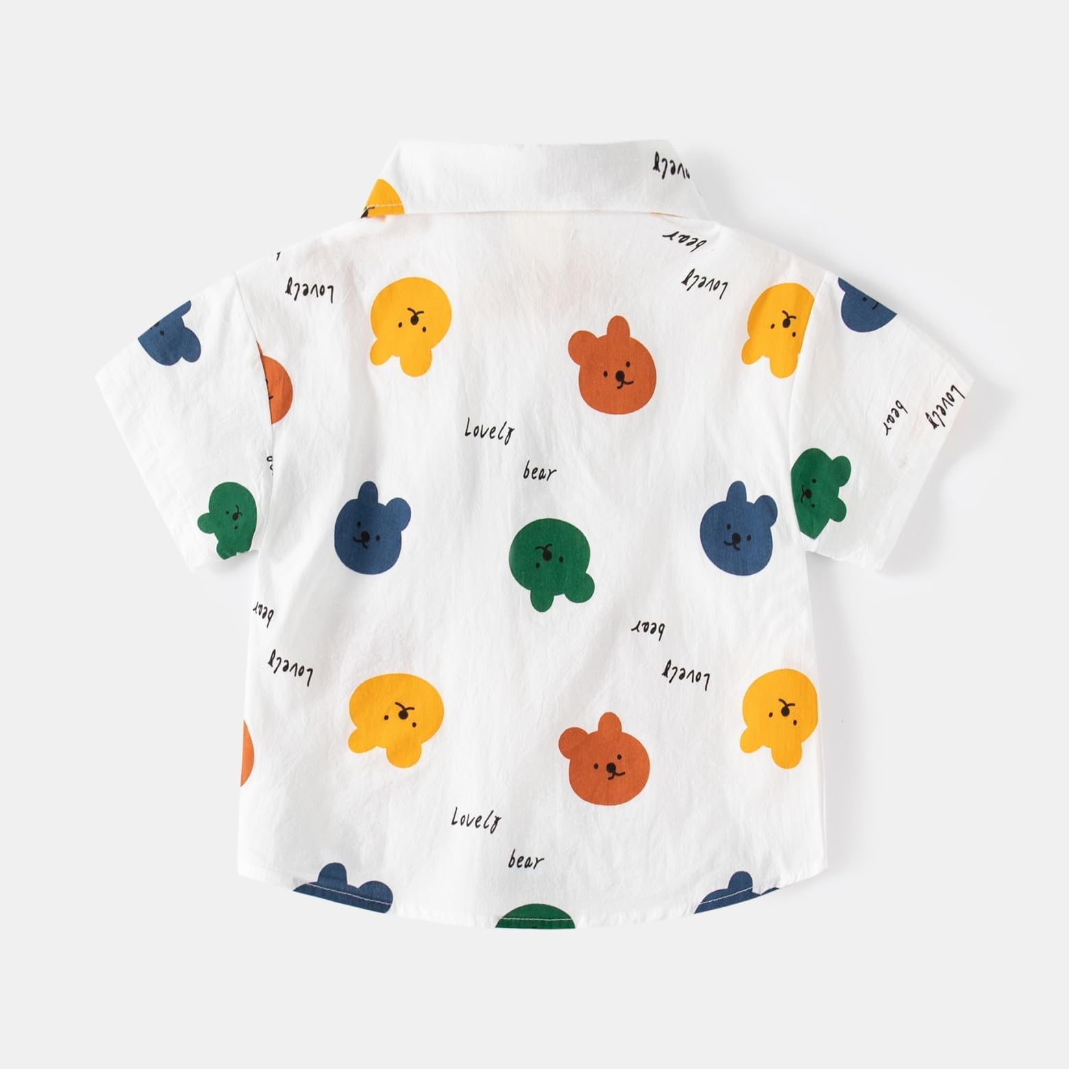 Toddler Baby Boys Lapel Blouses Summer Short Sleeve Cute Print Button Down Shirt Tops for Infants (White,130/5-6 Y,Unisex,Big Kid,US,Age,5 Years,6 Years)